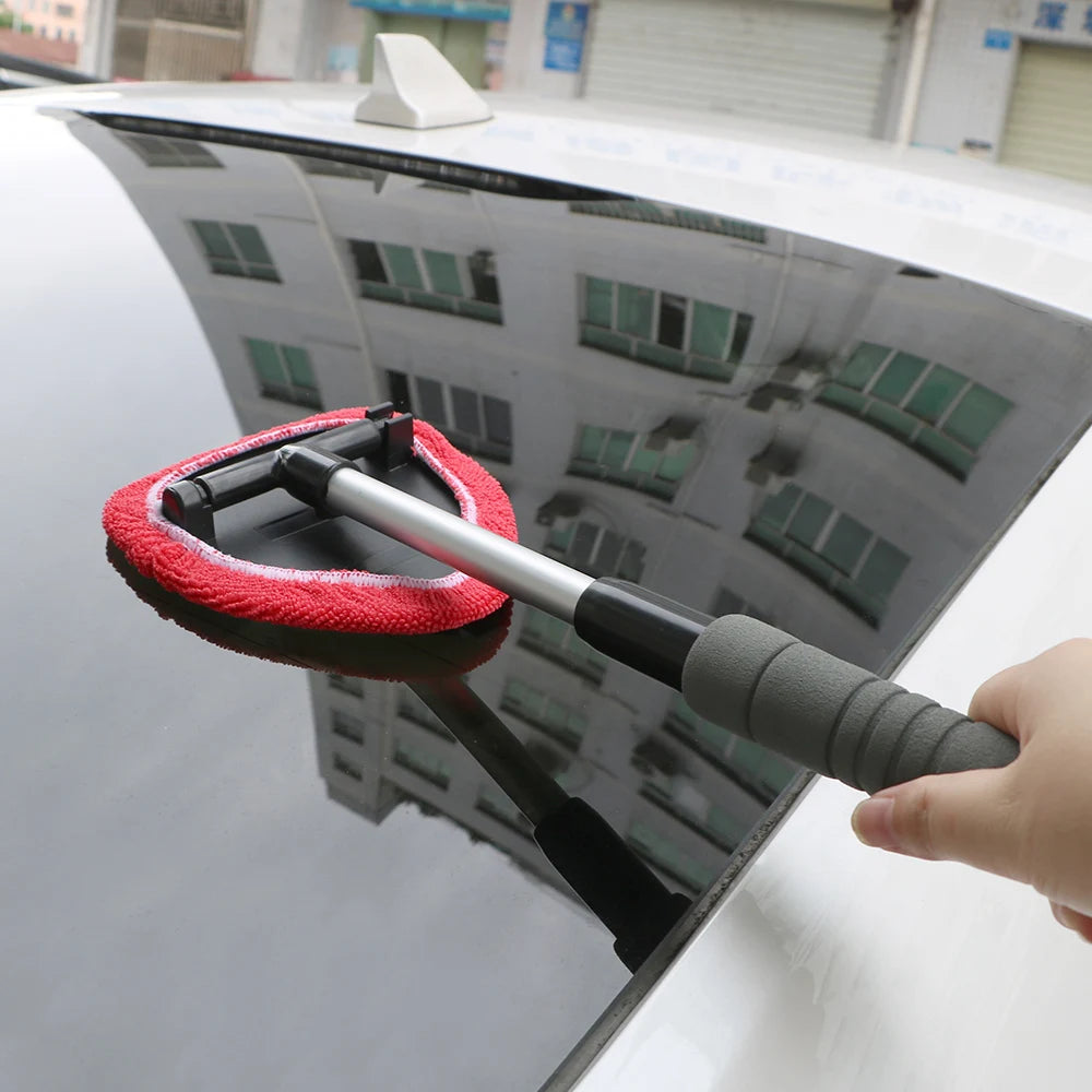 Window Scraping Mist Eliminator Microfiber Car Window Cleaner Telescopic Window Glass Cleaner Car Windshield Cleaning Brush