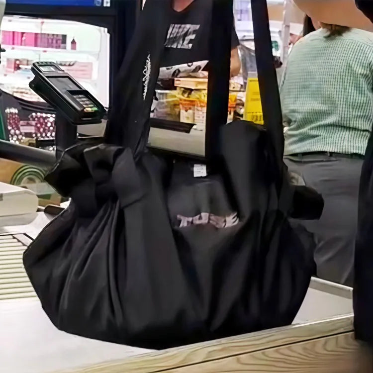 Portable Waterproof Shopping Bag Eco-friendly Foldable Ultra Practical Polyester Material Single Shoulder Handheld Carry-On