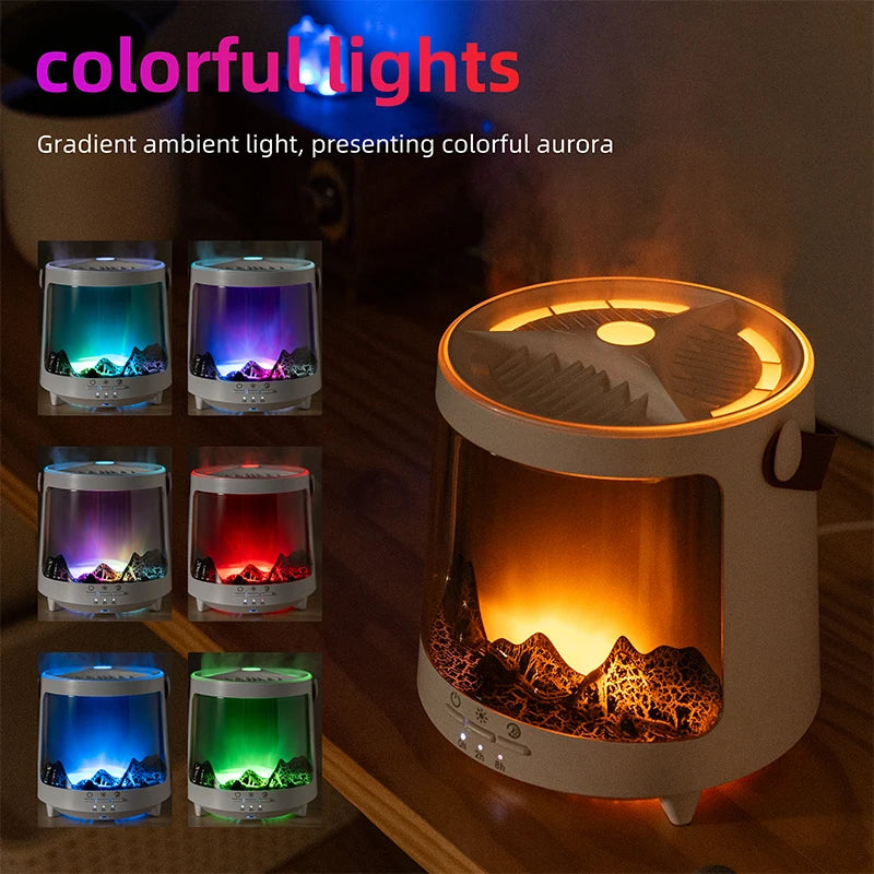 Realistic Flame Aroma Diffuser Colorful Aurora Humidifier Home Fragrance Machine Ultrasonic Essential Oil Sprayer for Gifts